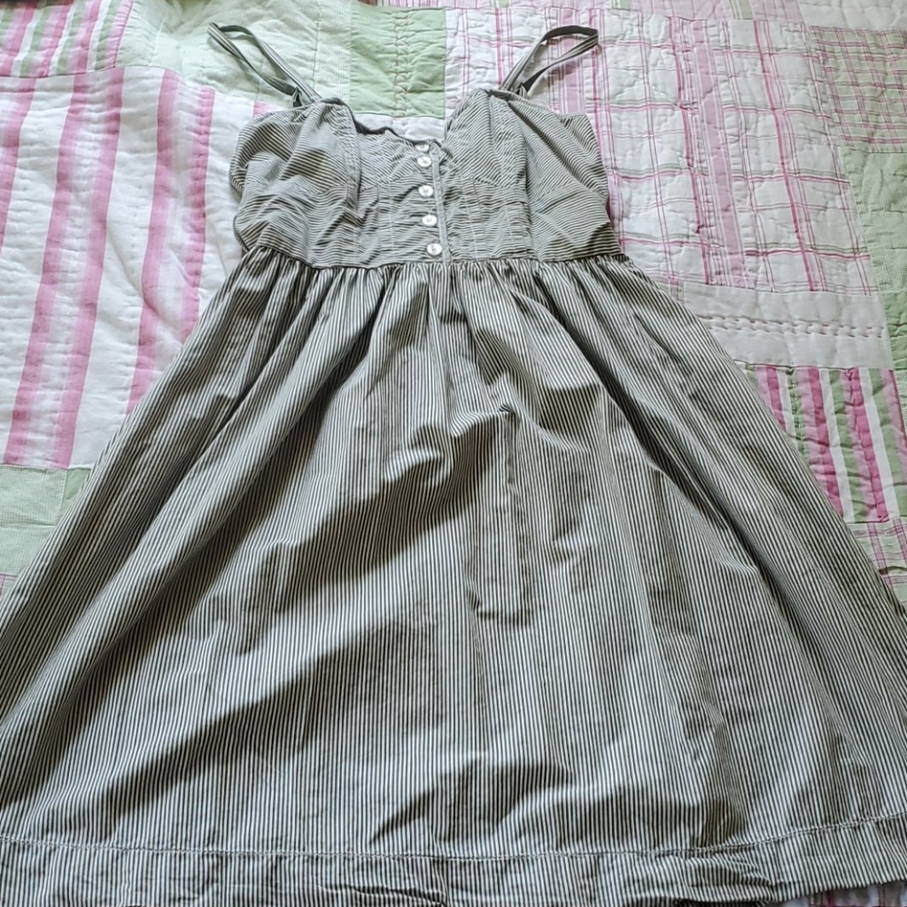 Green stripe cotton dress